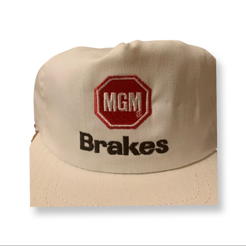 White vintage MGM Brakes Trucker SnapBack Hat. RACING GEAR! - Picture 5 of 6
